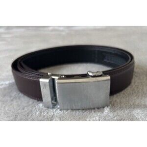 Mission Ratchet Belt Brown Leather Adjustable Track Men’s 42 Trim To Fit  ￼